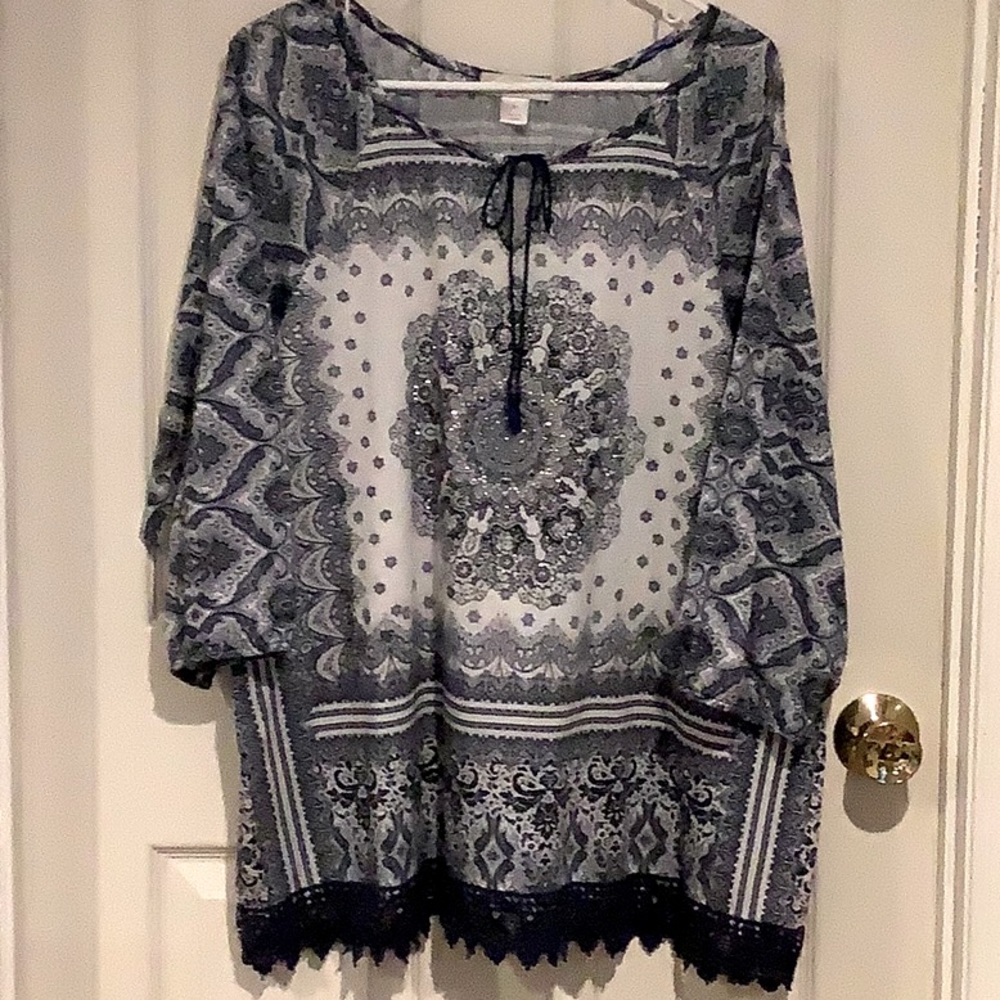 Knit Lace Bottom Blouse